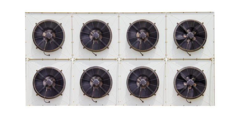 compressor unit of air conditioner isolated on white background ,include clipping path